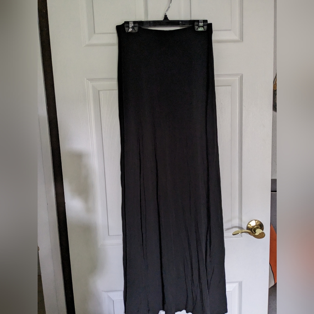 Long Black Skirt with Two Slits up Thighs